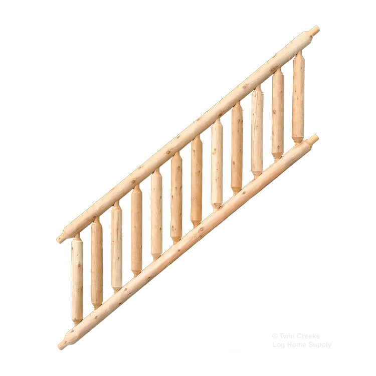 Northern White Cedar Log Stair Railing (Assembled Section) 
